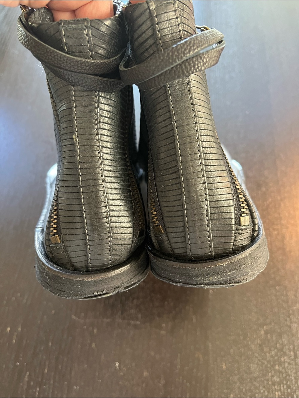 A.S.98 Regal Leather Lace-up Sandal Rare Black Silver Metallic Size 41 - Picture 7 of 10